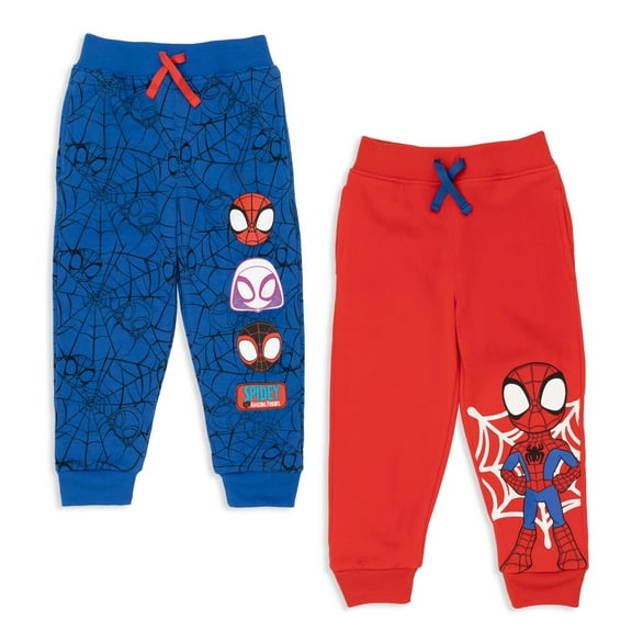 Marvel Spider-Man Spidey and His Amazing Friends Toddler Boys Fleece 2 Pack Pants Blue/Red 3T