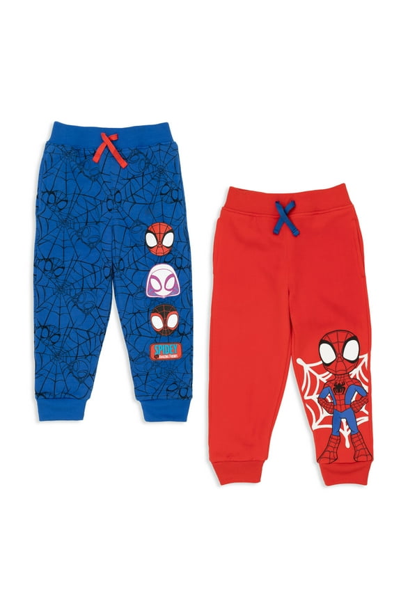 Spider-Man Spidey and His Amazing Friends Toddler Boys Fleece 2 Pack Pants Blue/Red 5T