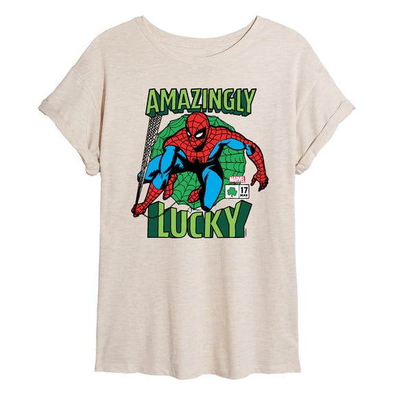 Marvel Spider-Man - St. Patrick's Day Amazingly Lucky - Women's Oversized Graphic T-Shirt
