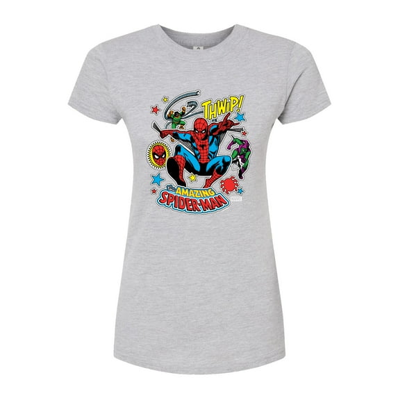 Marvel Spider-Man - Stickers Style - Juniors Fitted Graphic T-Shirt