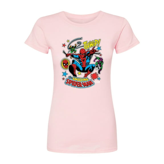 Marvel Spider-Man - Stickers Style - Juniors Fitted Graphic T-Shirt