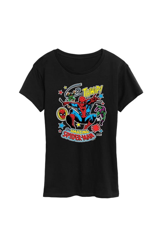 Spider-Man - Stickers Style - Ladies Short Sleeve Graphic T-Shirt
