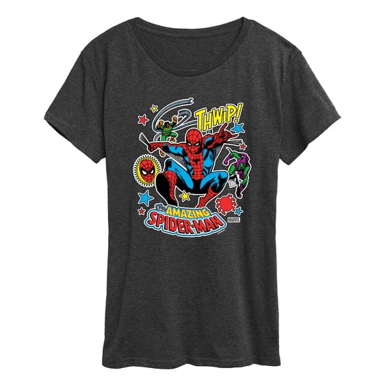 Marvel Spider-Man - Stickers Style - Ladies Short Sleeve Graphic T-Shirt