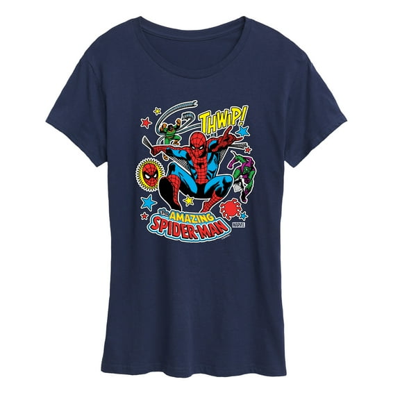 Marvel Spider-Man - Stickers Style - Ladies Short Sleeve Graphic T-Shirt