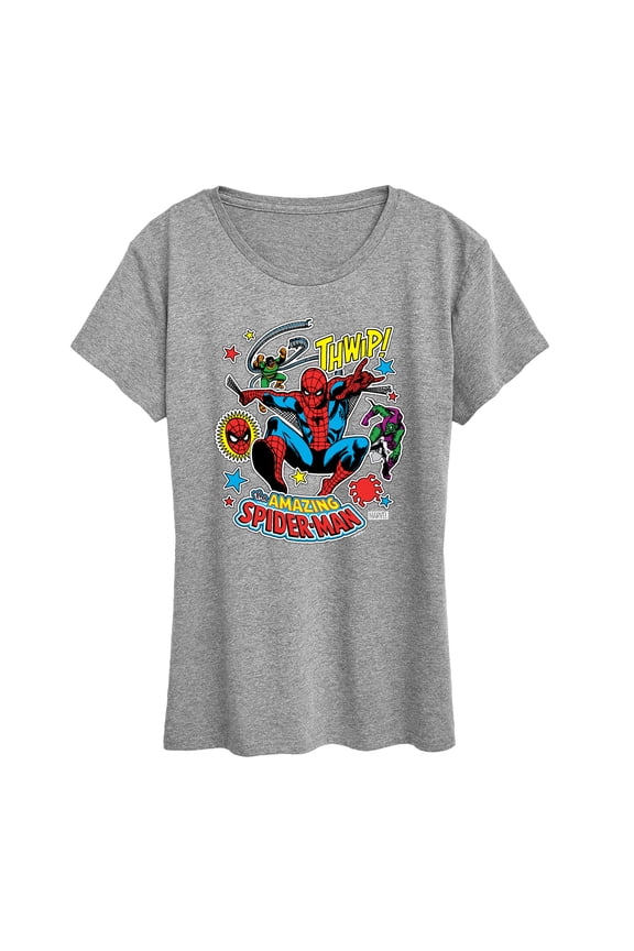 Spider-Man - Stickers Style - Ladies Short Sleeve Graphic T-Shirt