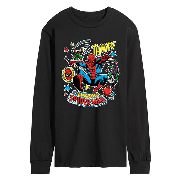 Marvel Spider-Man - Stickers Style - Men's Long Sleeve Graphic T-Shirt
