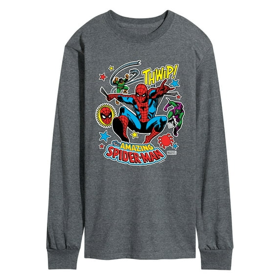 Marvel Spider-Man - Stickers Style - Men's Long Sleeve Graphic T-Shirt