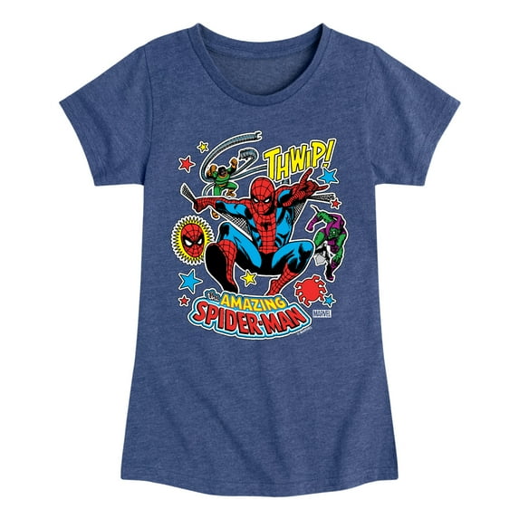 Marvel Spider-Man - Stickers Style - Toddler And Youth Girls Fitted Short Sleeve Graphic T-Shirt