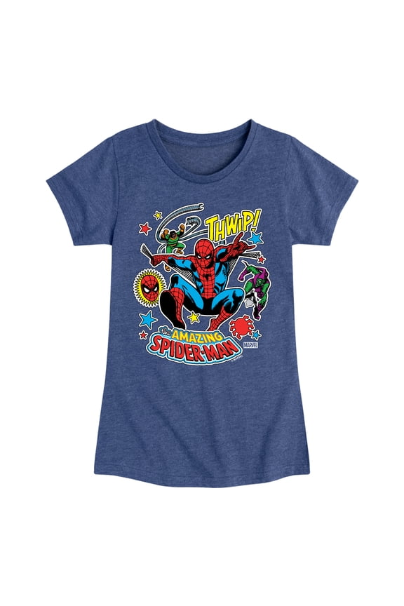Spider-Man - Stickers Style - Toddler And Youth Girls Fitted Short Sleeve Graphic T-Shirt