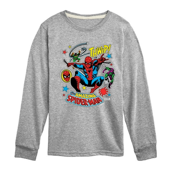 Marvel Spider-Man - Stickers Style - Toddler And Youth Long Sleeve Graphic T-Shirt