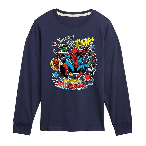 Marvel Spider-Man - Stickers Style - Toddler And Youth Long Sleeve Graphic T-Shirt