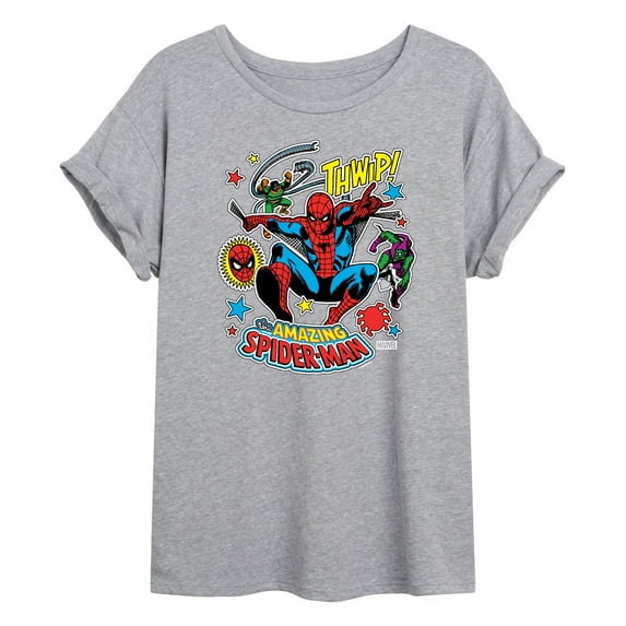 Marvel Spider-Man - Stickers Style - Women's Oversized Graphic T-Shirt