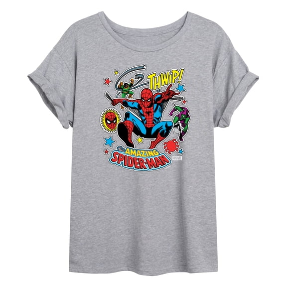 Marvel Spider-Man - Stickers Style - Women's Oversized Graphic T-Shirt