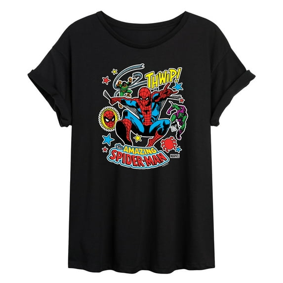 Marvel Spider-Man - Stickers Style - Women's Oversized Graphic T-Shirt