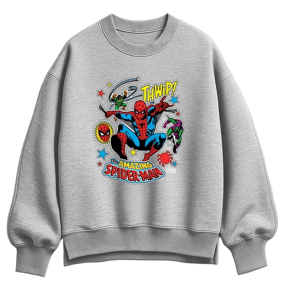 Marvel - Spider-Man Stickers - Women's Oversized Fleece Crew Sweatshirt