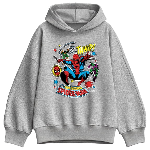 Marvel - Spider-Man Stickers - Women's Oversized Fleece Hoodie Sweatshirt