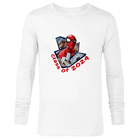 Marvel Spider-Man Super Hero Graduation Grad Class of 2024 - Long Sleeve T-Shirt for Men - Customized-White