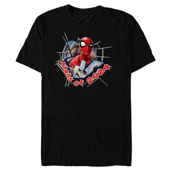 Marvel Spider-Man Super Hero Graduation Grad Class of 2024 - Short Sleeve Blended T-Shirt for Adults - Customized-Black