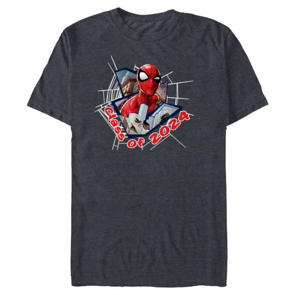 Marvel Spider-Man Super Hero Graduation Grad Class of 2024 - Short Sleeve Blended T-Shirt for Adults - Customized-Navy Heather