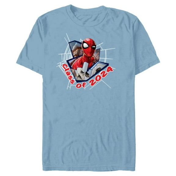 Marvel Spider-Man Super Hero Graduation Grad Class of 2024 - Short Sleeve Blended T-Shirt for Adults - Customized-Ocean Blue