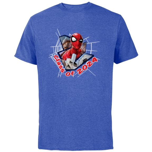 Marvel Spider-Man Super Hero Graduation Grad Class of 2024 - Short Sleeve Cotton T-Shirt for Adults - Customized-Royal Heather