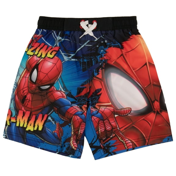 Marvel Spider-Man Swim Shorts for Boys, Kids Swimwear, SpiderMan Graphic Print Board Shorts (Size 4-12)