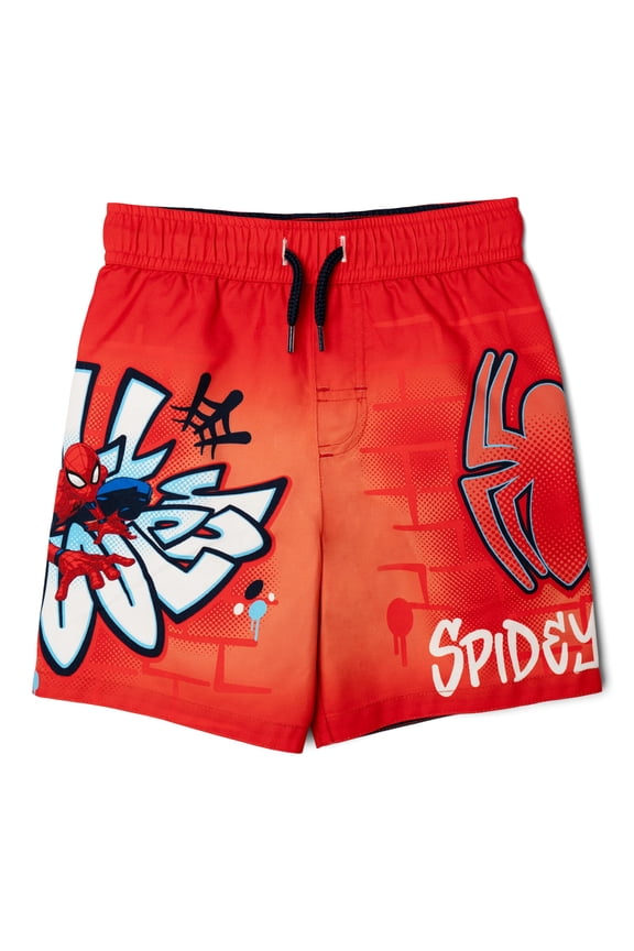Spider-Man Swim Trunks Bathing Suit UPF 50+ Graffiti Toddler to Big Kid
