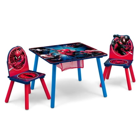 Marvel Spider-Man Table and 2 Chairs with Storage Set by Delta Children, Greenguard Gold, Toddler