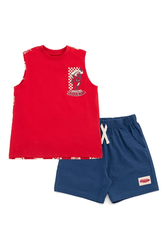 Spider-Man Tank Top and Shorts Outfit Set Toddler to Big Kid