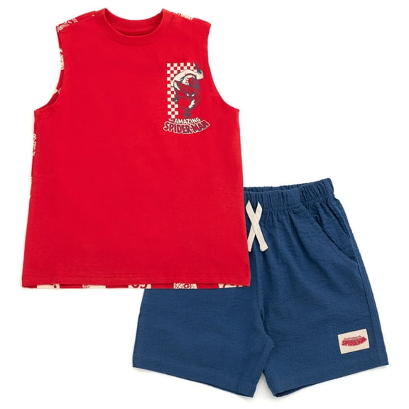 Marvel Spider-Man Tank Top and Shorts Outfit Set Toddler to Big Kid