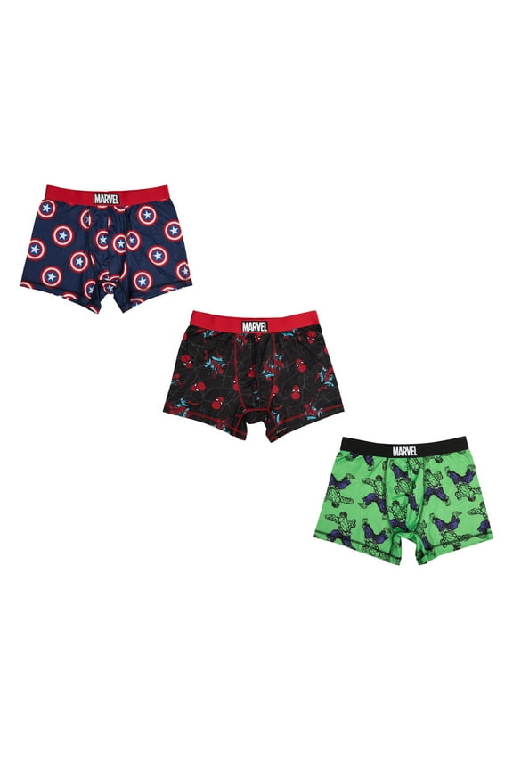 Marvel Spider-Man, The Hulk, Captain America 3-Pack Men's Boxer Briefs-XL