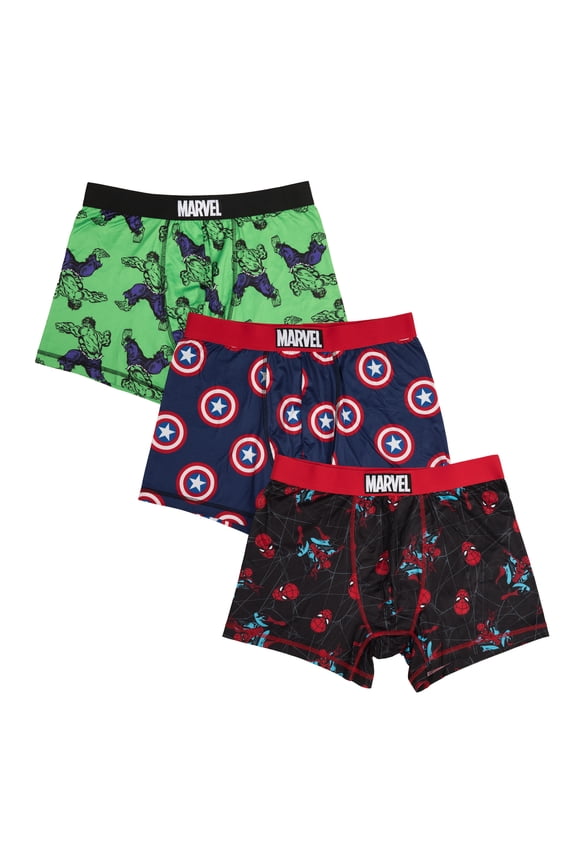 Marvel Spider-Man, The Hulk, Captain America 3-Pack Men's Boxer Briefs-XXL