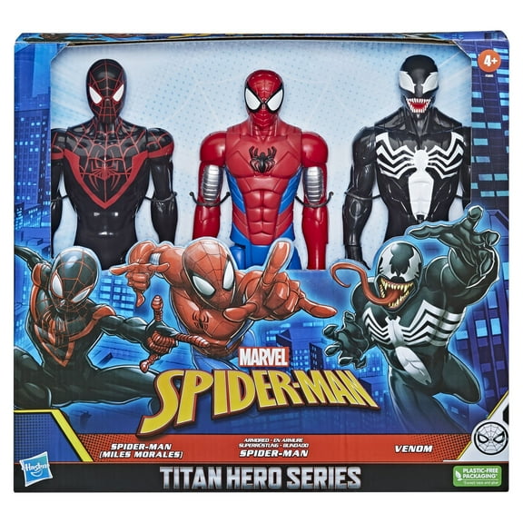 Marvel Spider-Man Titan Hero Series Spider-Man (Miles Morales) Armored Venom 3-Pack
