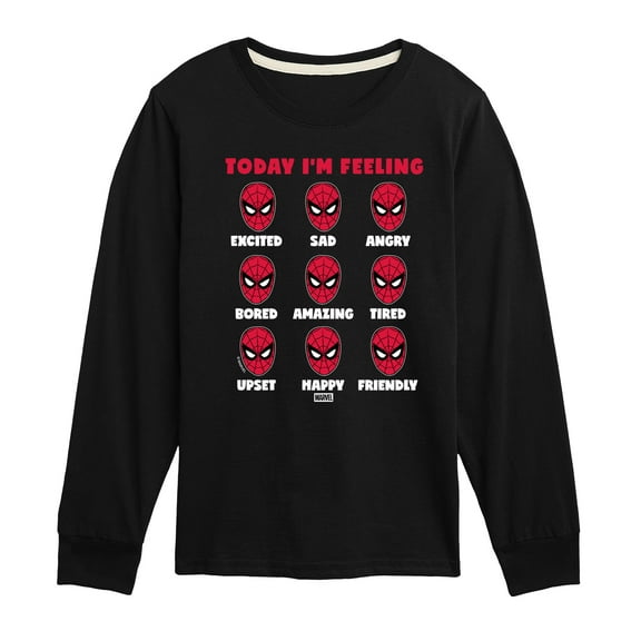 Spider-Man - Today Im Feeling Moods - Youth Boys Long Sleeve Graphic T-Shirt