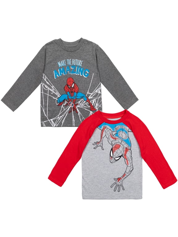 Spider-Man Toddler Boys 2 Pack Long Sleeve T-Shirts Toddler to Big Kid