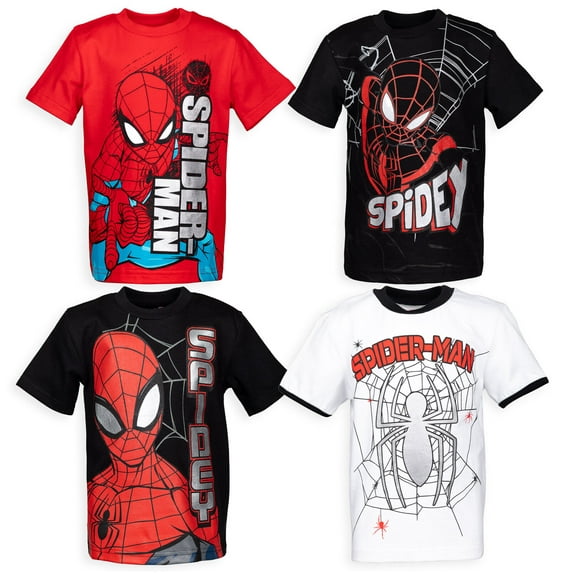 Marvel Spider-Man Toddler Boys 4 Pack Pullover T-Shirts