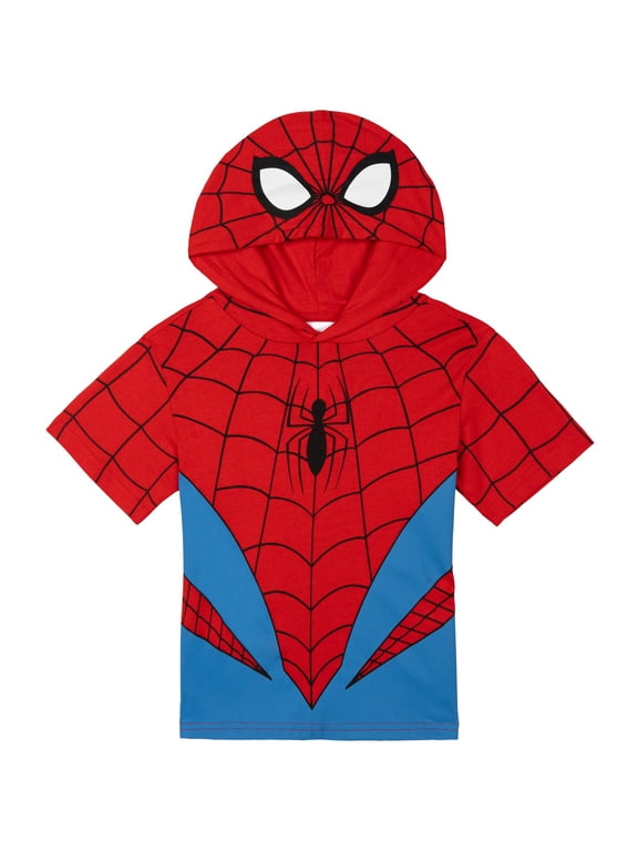 Spider-Man Toddler Boys' Cosplay Hooded T-Shirt Red Blue