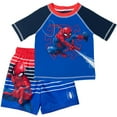 thumbnail image 1 of Marvel Spider-Man Toddler Boys Cosplay Pullover Rash Guard and Swim Trunks Outfit Set Spider-Man Blue 2T, 1 of 5