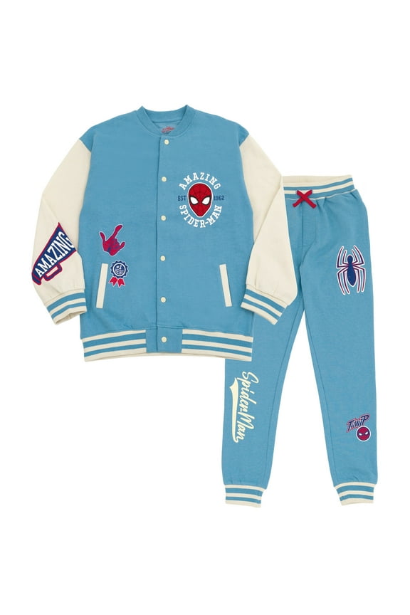 Spider-Man Toddler Boys Fleece Bomber Jacket and Jogger Pants Blue 2T