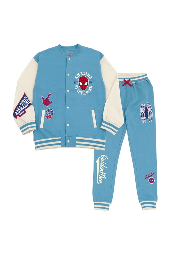 Spider-Man Toddler Boys Fleece Bomber Jacket and Jogger Pants Blue 5T