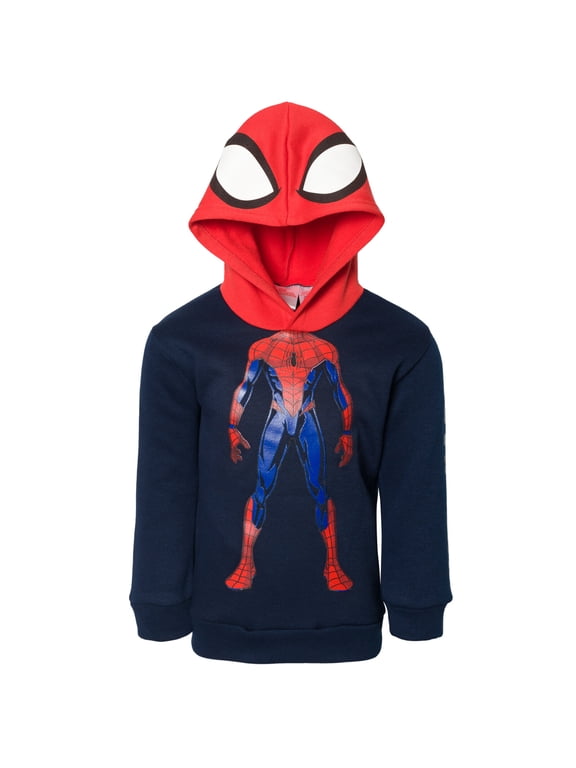 Spider-Man Toddler Boys' Cosplay Fleece Pullover Hoodie Spider Man Navy Red