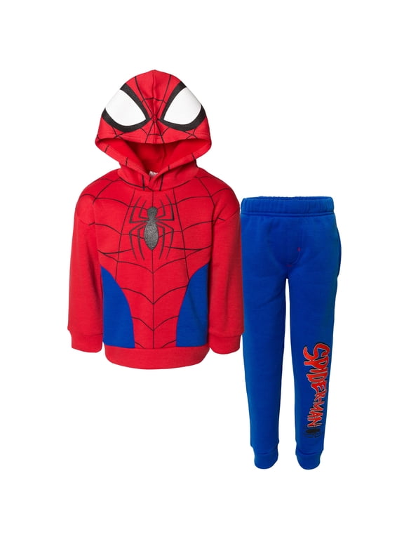 Spider-Man Toddler Boy or Girl Cosplay Fleece Hoodie and Pants Set Red Blue