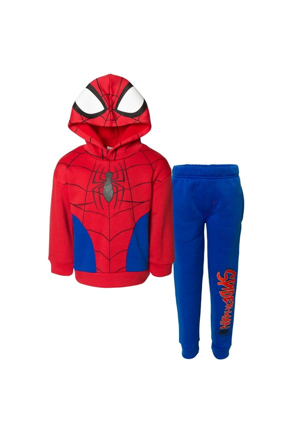 Spider-Man Toddler Boys Fleece Pullover Hoodie and Pants Outfit Set Toddler to Big Kid
