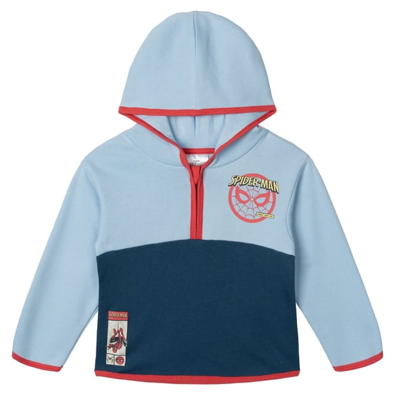 Marvel Spider-Man Toddler Boys' Fleece Quarter-Zip Hoodie Blue