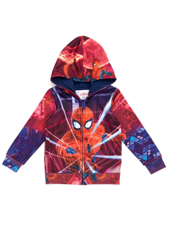 Spider-Man Toddler Boys Fleece Zip Up Cosplay Hoodie Toddler to Big Kid