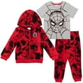 thumbnail image 1 of Marvel French Terry Zip Up Hoodie T-Shirt and Jogger Spiderman Print Set (Big Boys), 1 of 5