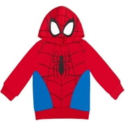 Marvel Spider-Man Toddler Boys' Cosplay Fleece Pullover Hoodie Spider Man Red Blue