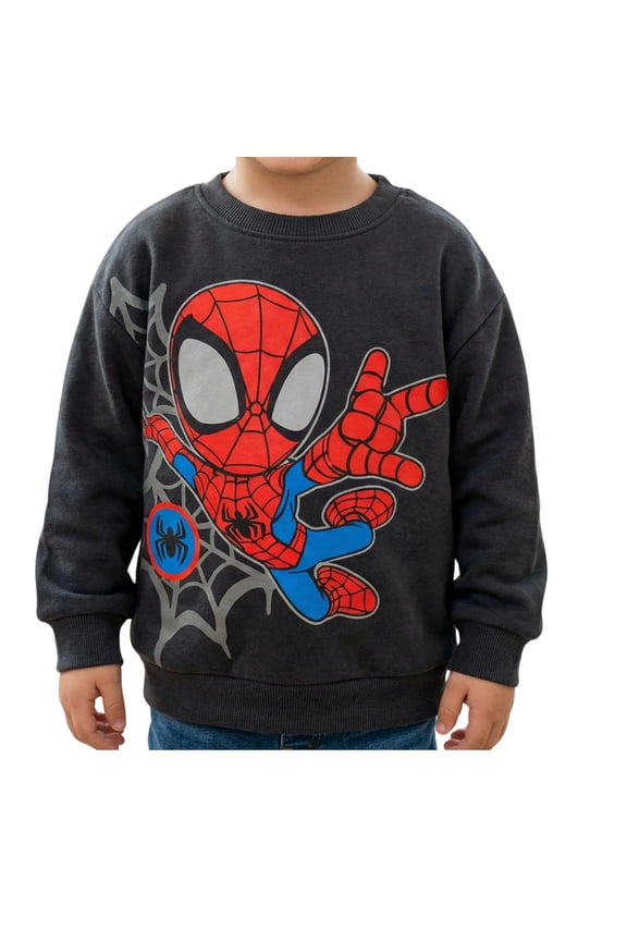 Marvel Spider-Man Toddler Boys Long Sleeve Crewneck Sweatshirt, Red, 5T
