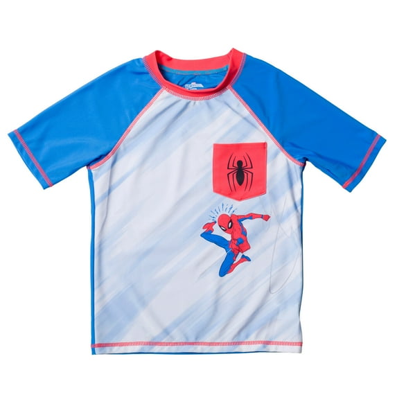 Marvel Spider-Man Toddler Boys Rash Guard Swim Shirt Toddler to Big Kid