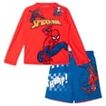 thumbnail image 1 of Marvel Spider-Man Toddler Boys' Swimwear 2-Piece Rash Guard and Swim Trunks Set Spidey Miles Red Blue, 1 of 6